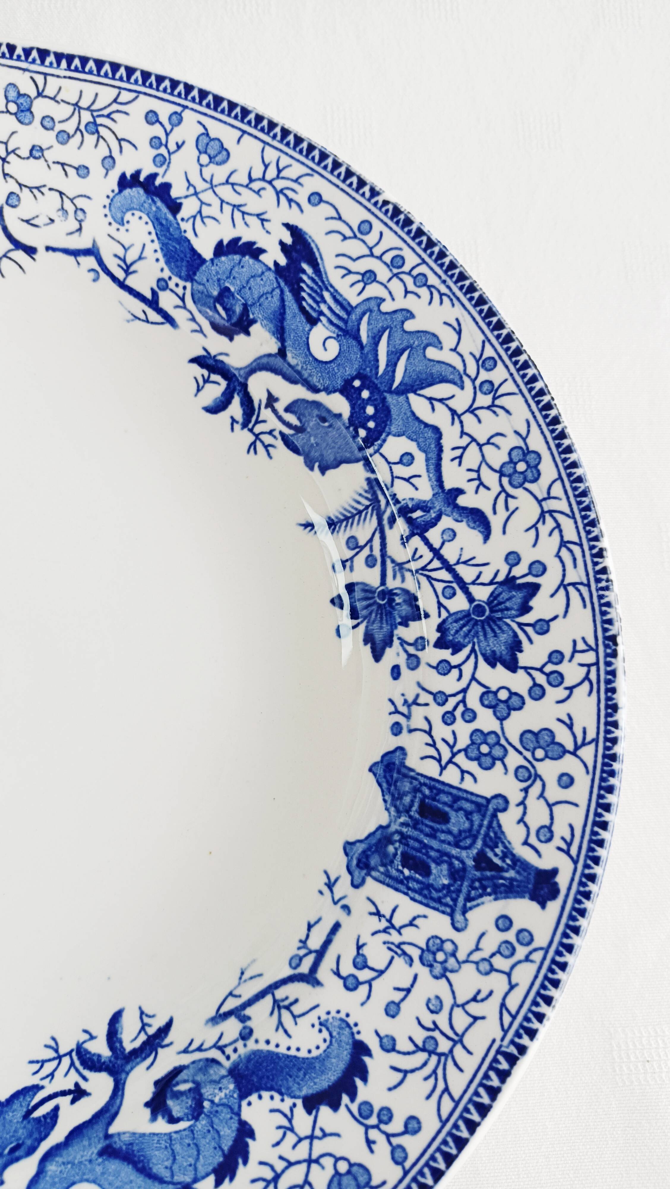 Set of 4 Boch la Louvière Dragon deep plates