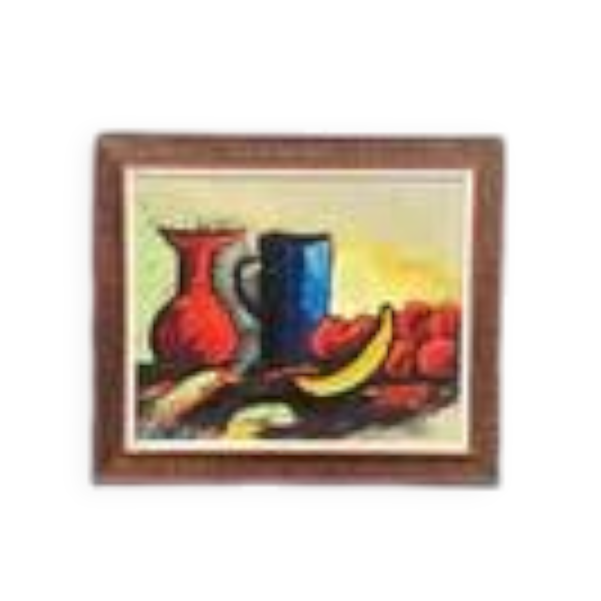 Huile sur toile originale suédoise – « Nature morte avec fruits et vase » par Rollo