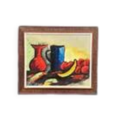 Original Swedish Oil on Canvas – “Still Life with Fruits and Vase” by Rollo