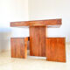 Set dining table plus 2 benches in solid teak wood, Italy 1970s