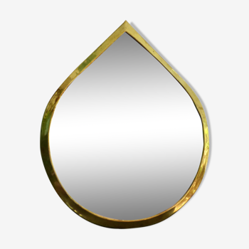 Golden brass mirror in the shape of a drop - 40x33cm