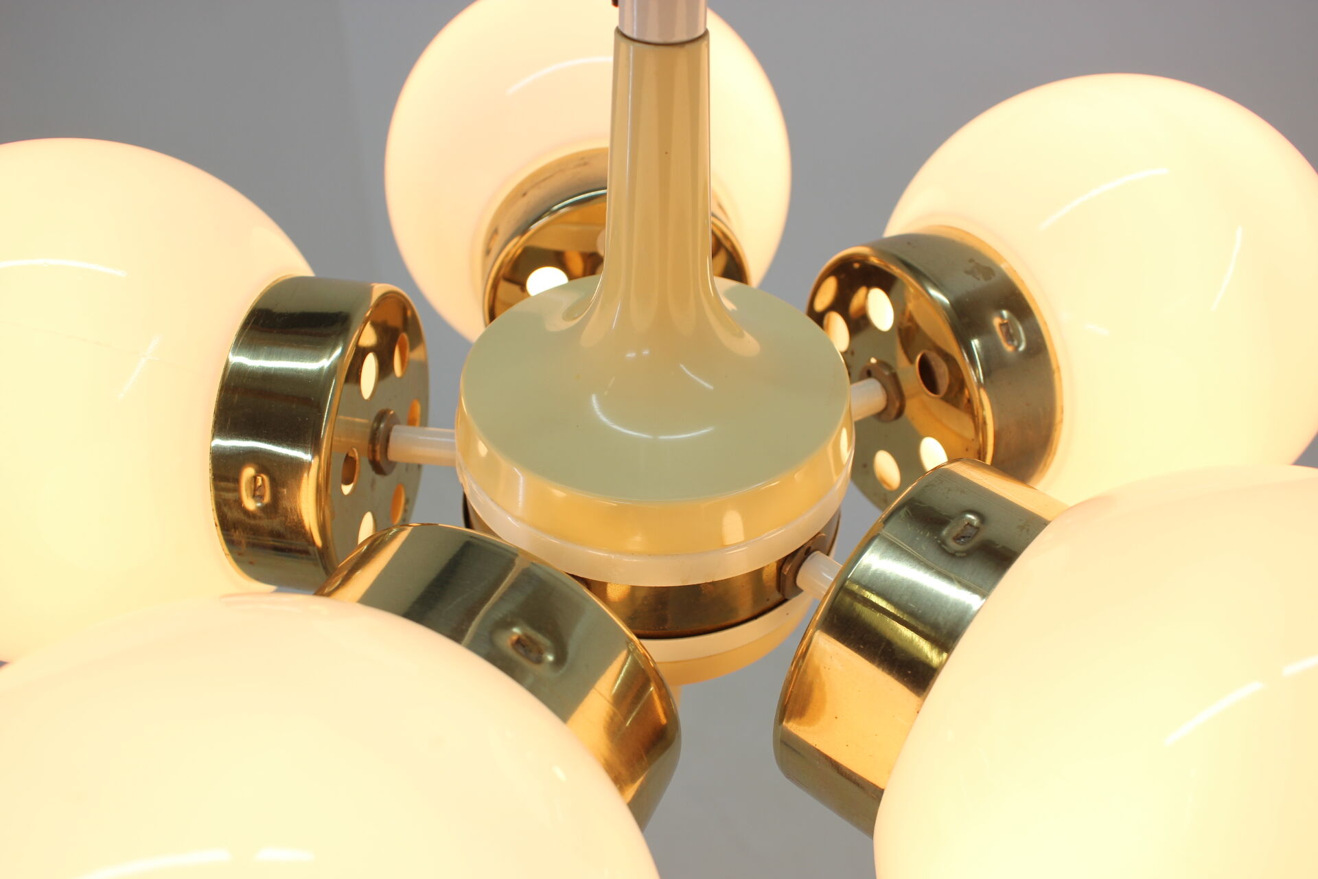 Space age chandelier sputnik by elektroinstala decin, 1970s