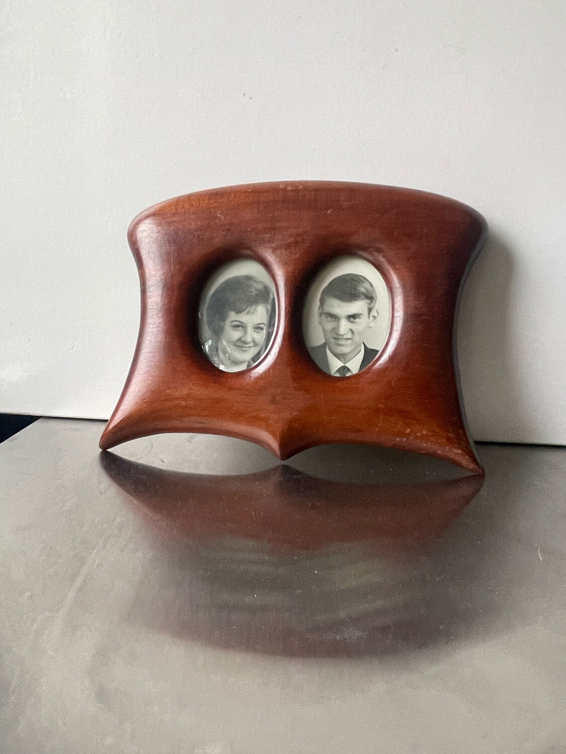 Antique  art nouveau mahogany double frame wood