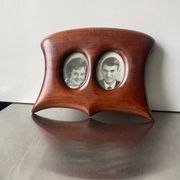 Antique  art nouveau mahogany double frame wood