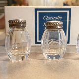Goldsmith christofle salt shakers salters solid silver & glass