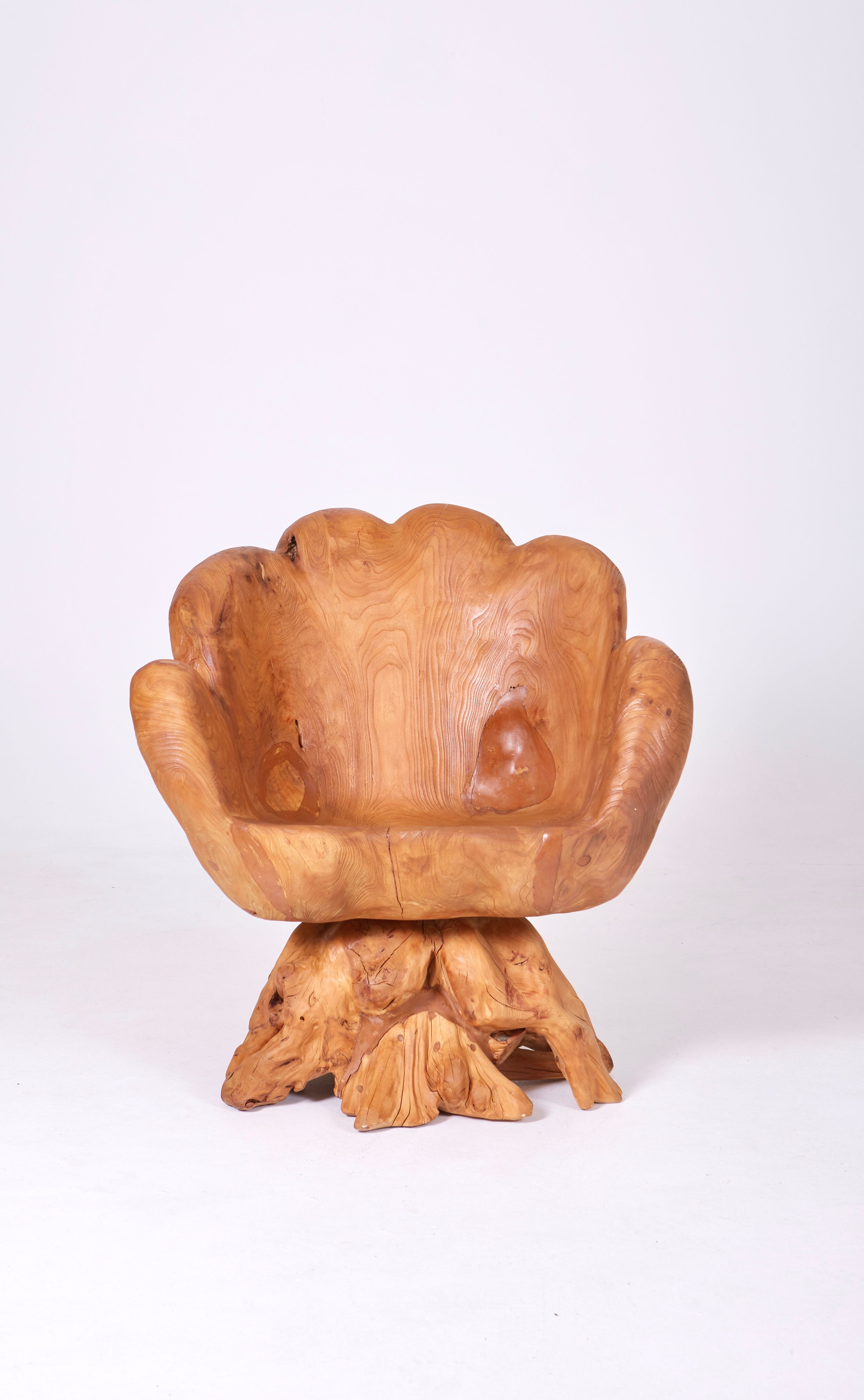 Olive root armchair brutalist design
