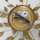 Vintage ceiling light in gold metal with foliage decoration. 6-light ceiling light.