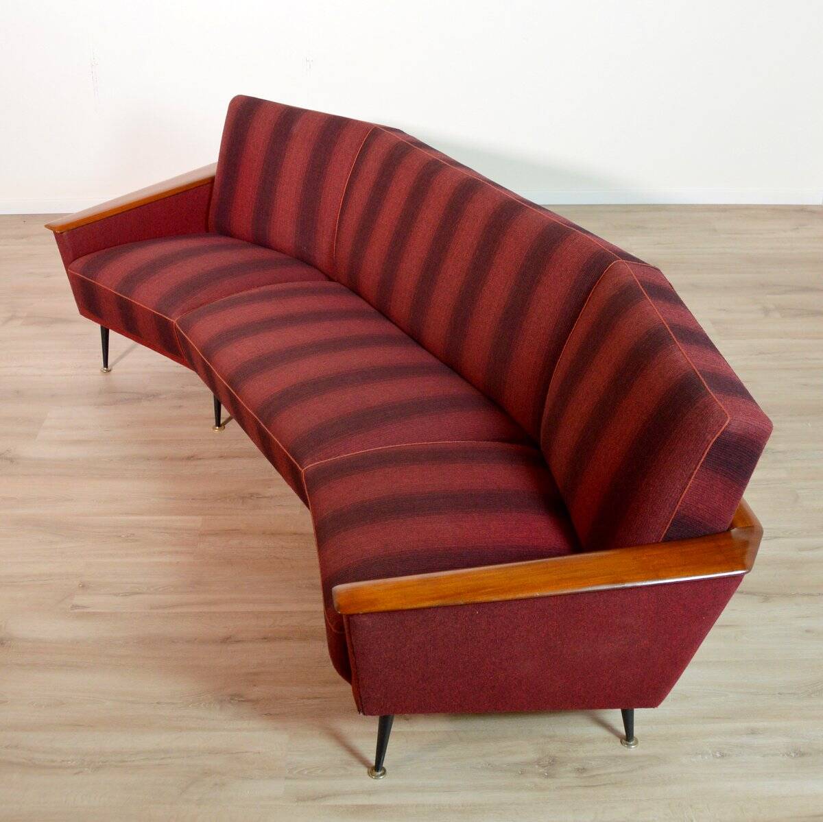 Rare Vintage Curved Teak Sofa 1950s / Deutschland Series Decor