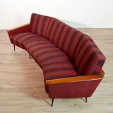 Rare Vintage Curved Teak Sofa 1950s / Deutschland Series Decor