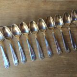 10 silver metal spoons art deco style