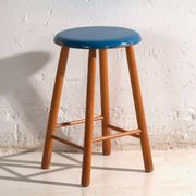 Antique wooden stool with a round seat – Central Europe, around 1950