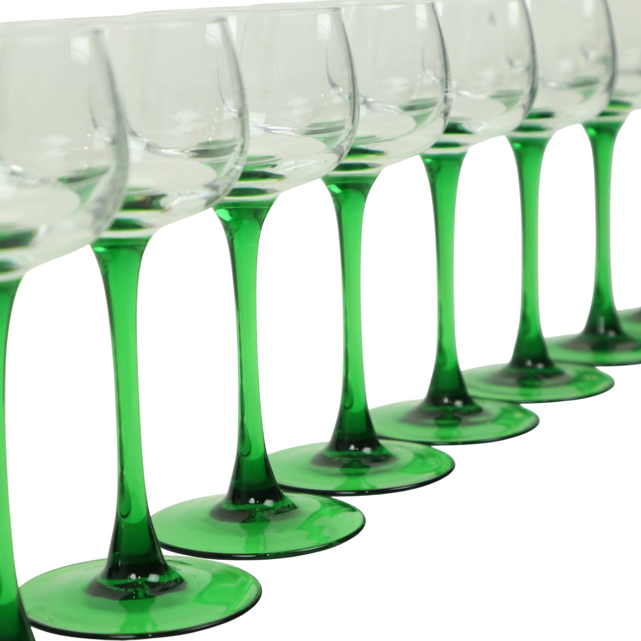 Lot de 10 verres à vin d'Alsace Vintage Luminarc Base Verte
