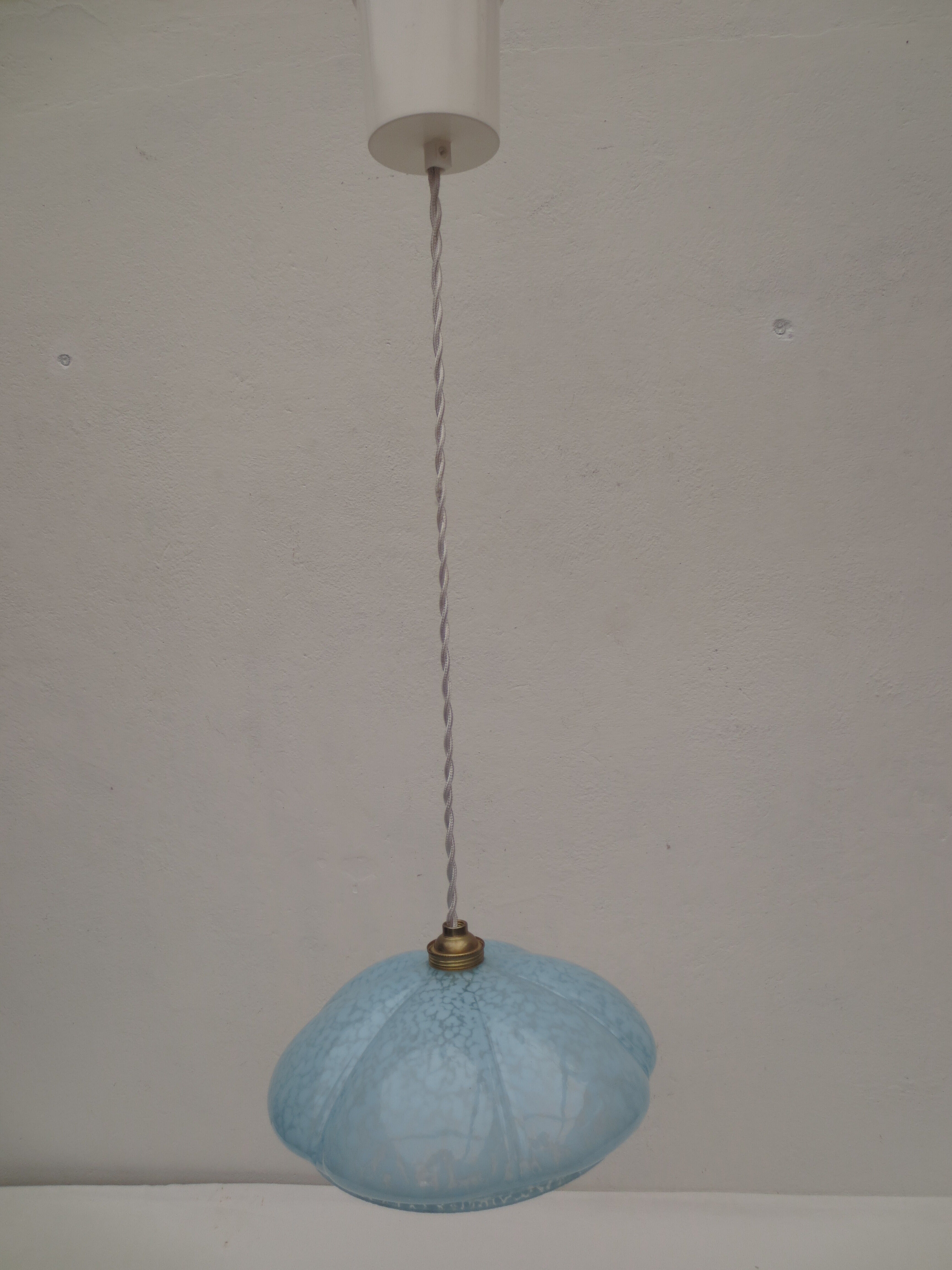 Old opaline suspension, blue clichy