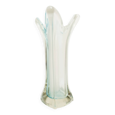 Large Murano vase 1960 transparent white and blue H35.5cm