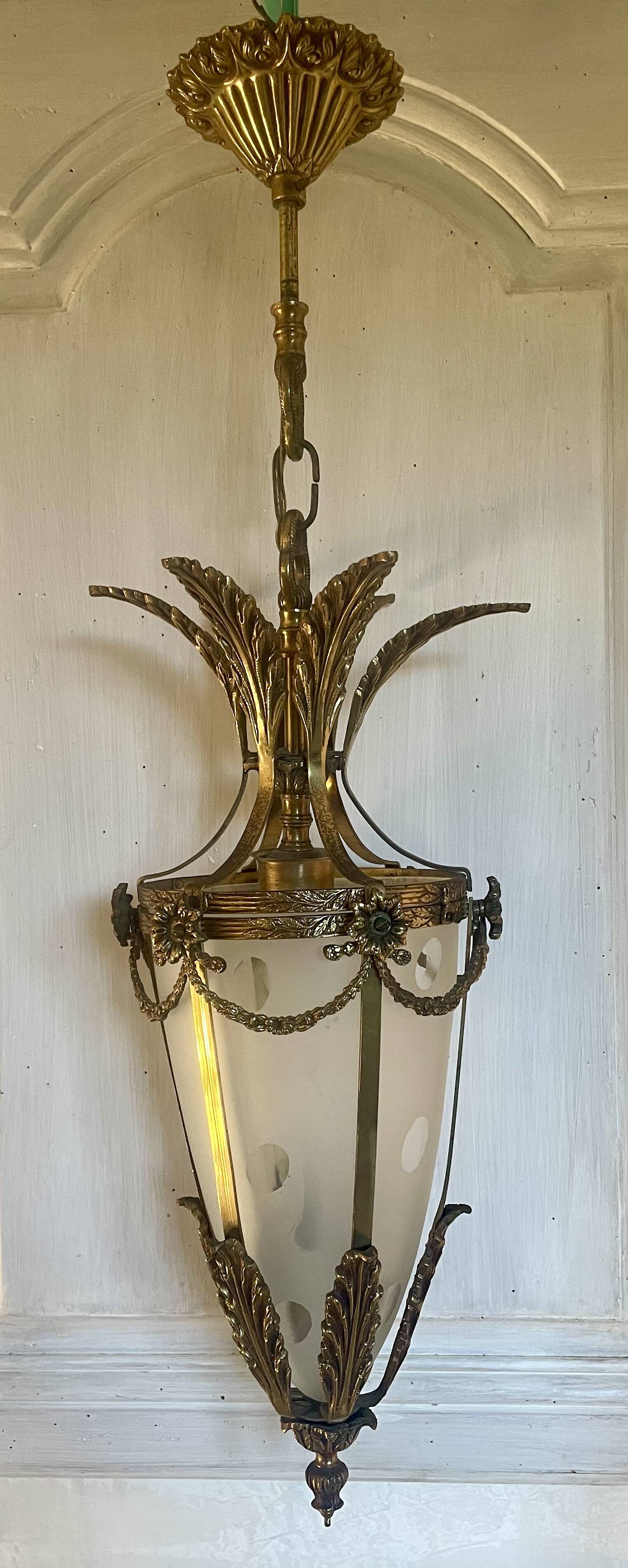 Bronze and polished glass suspension circa 1900