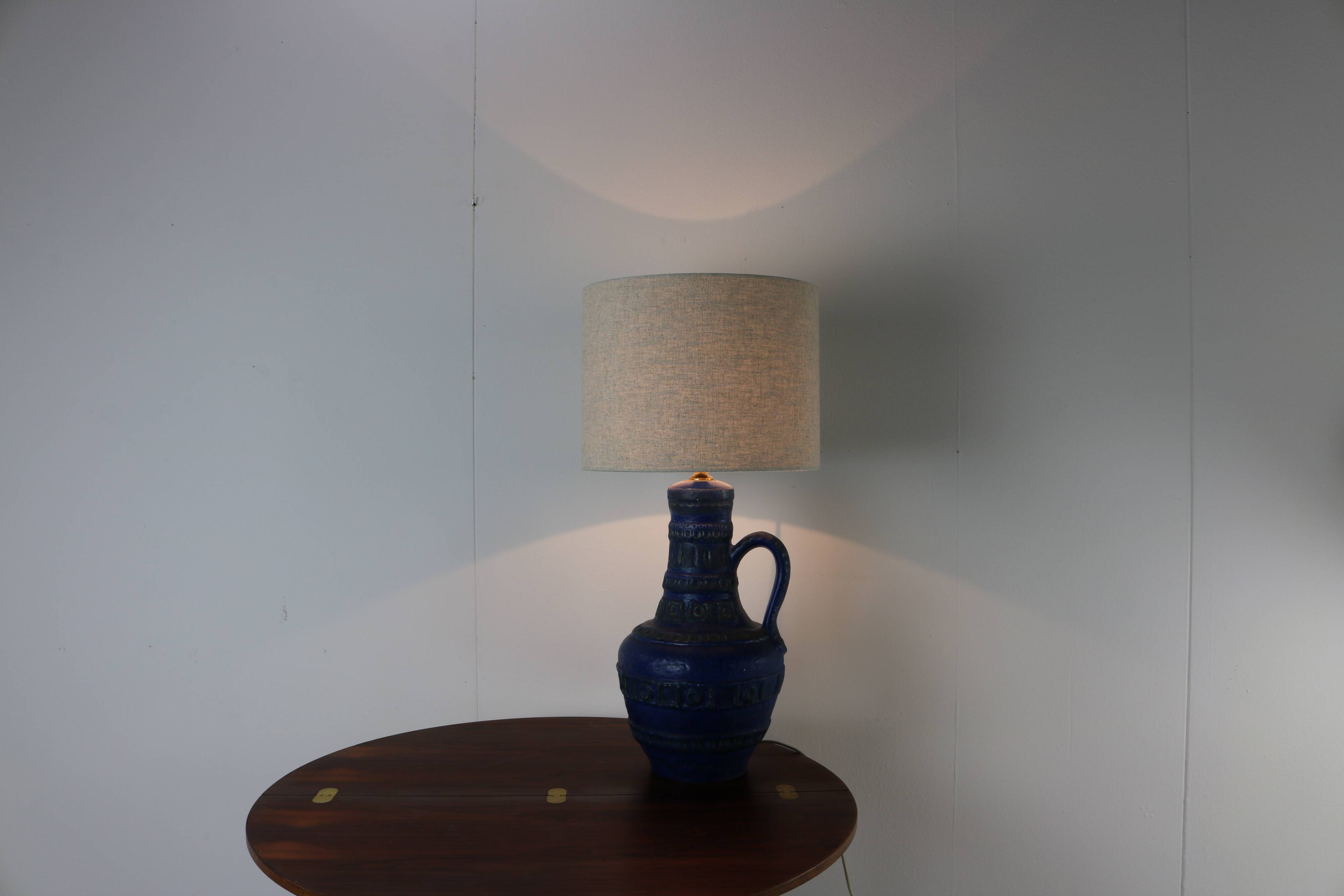 Beautiful sixties blue ceramic floor / table lamp
