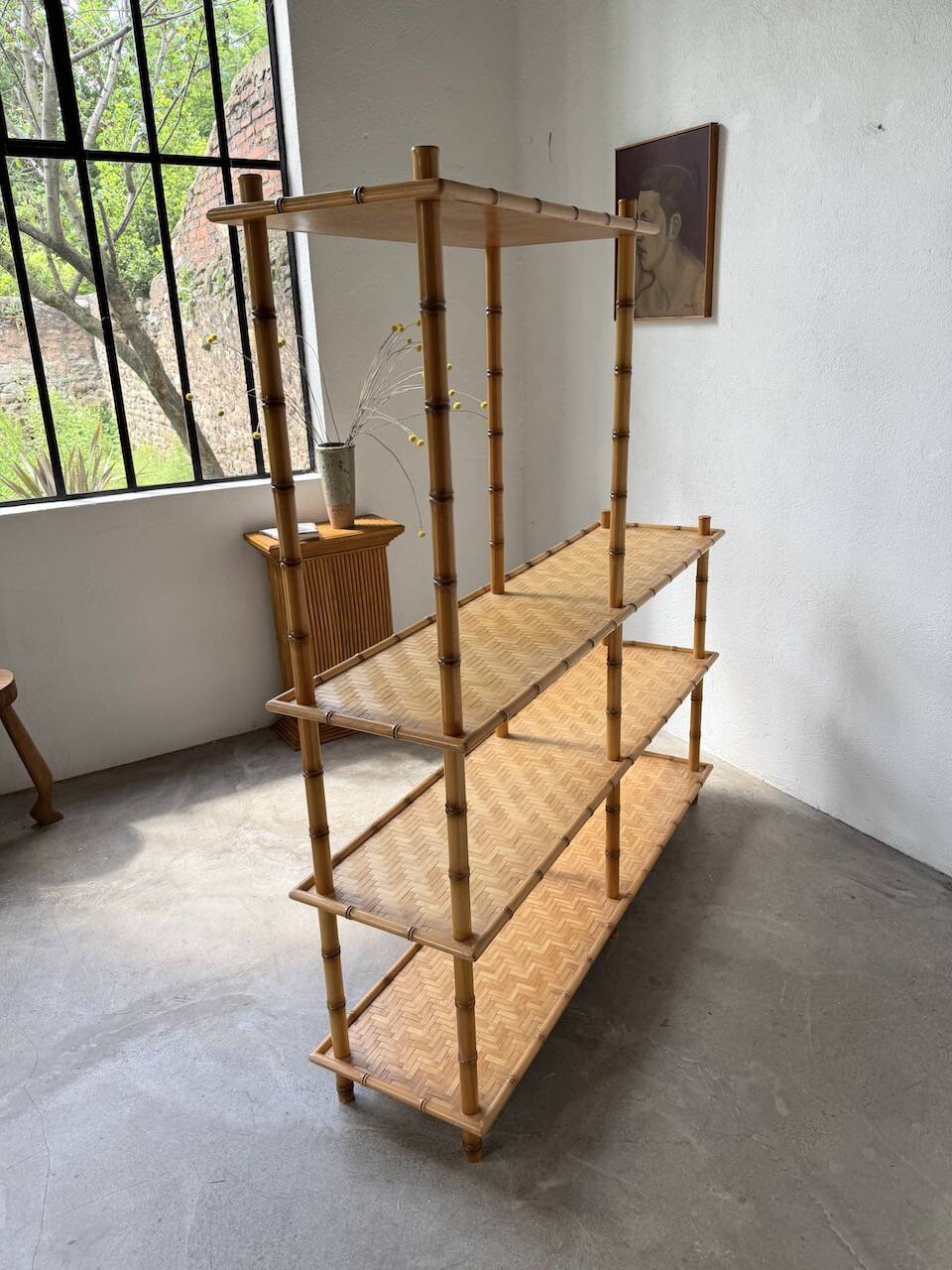 Large rattan shelf 1960