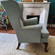 Parker Knoll chair retaped sky blue