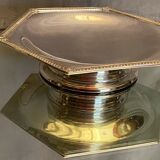 Plate on pedestal hexagonal shape silver metal Regency style