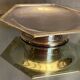 Plate on pedestal hexagonal shape silver metal Regency style