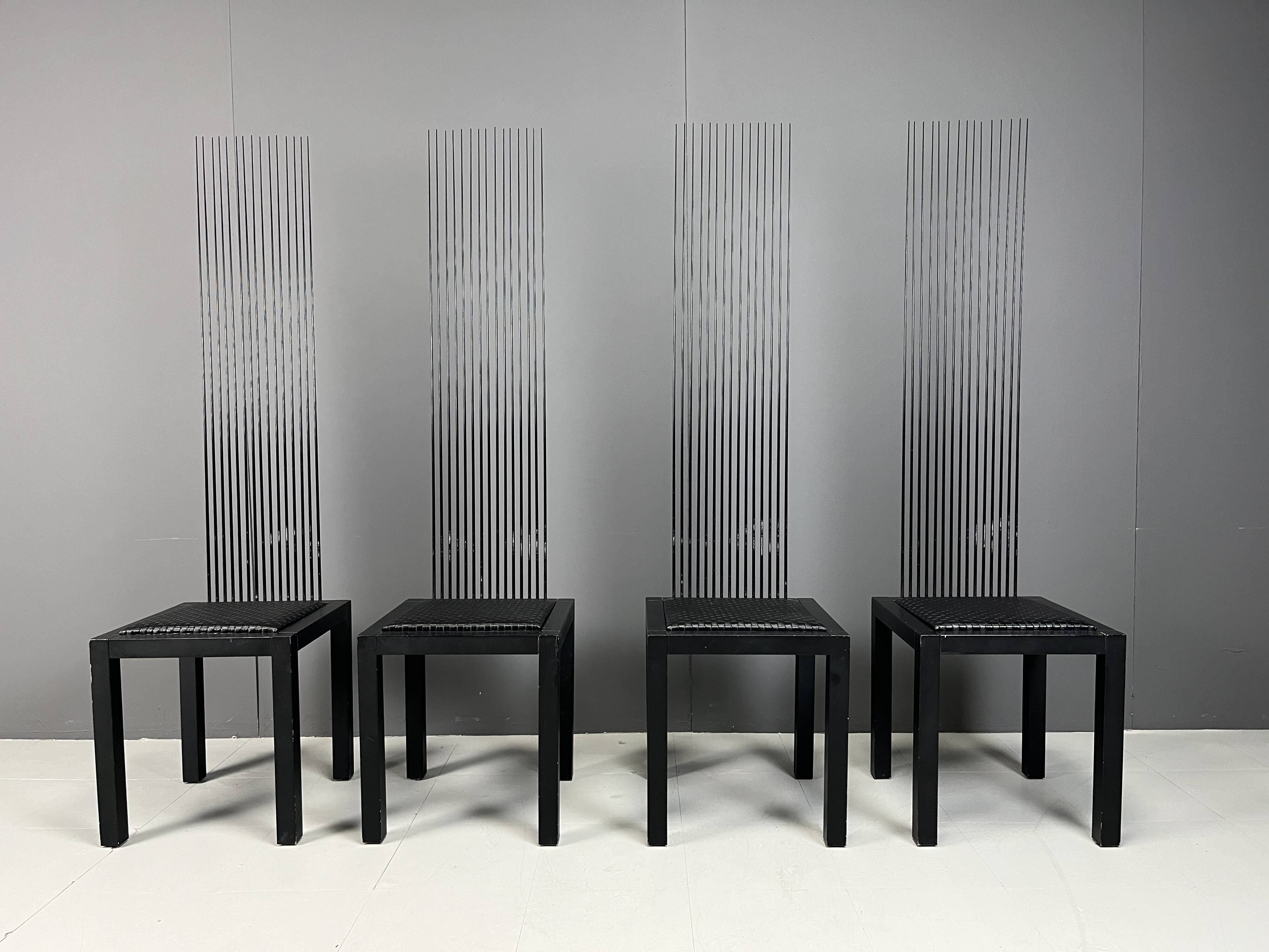 Vintage high back dining chairs, 1980s