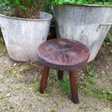 Raw wood tripod stool