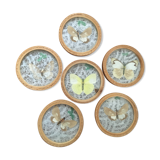 Six vintage butterfly coasters