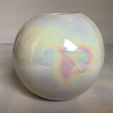 Iridescent white round vase