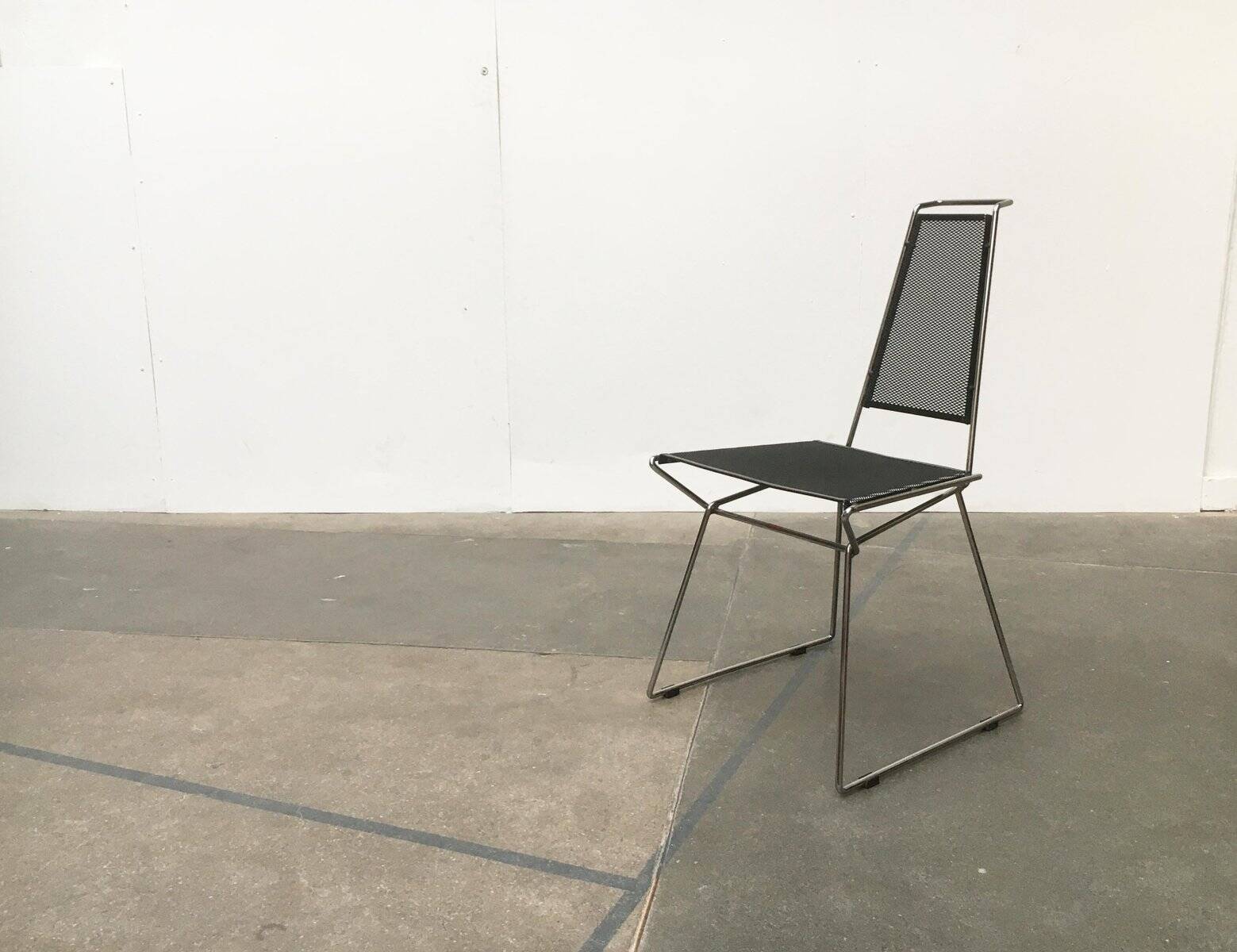 Postmodern vintage metal side chair by Rolf Rahmlow, 1980s