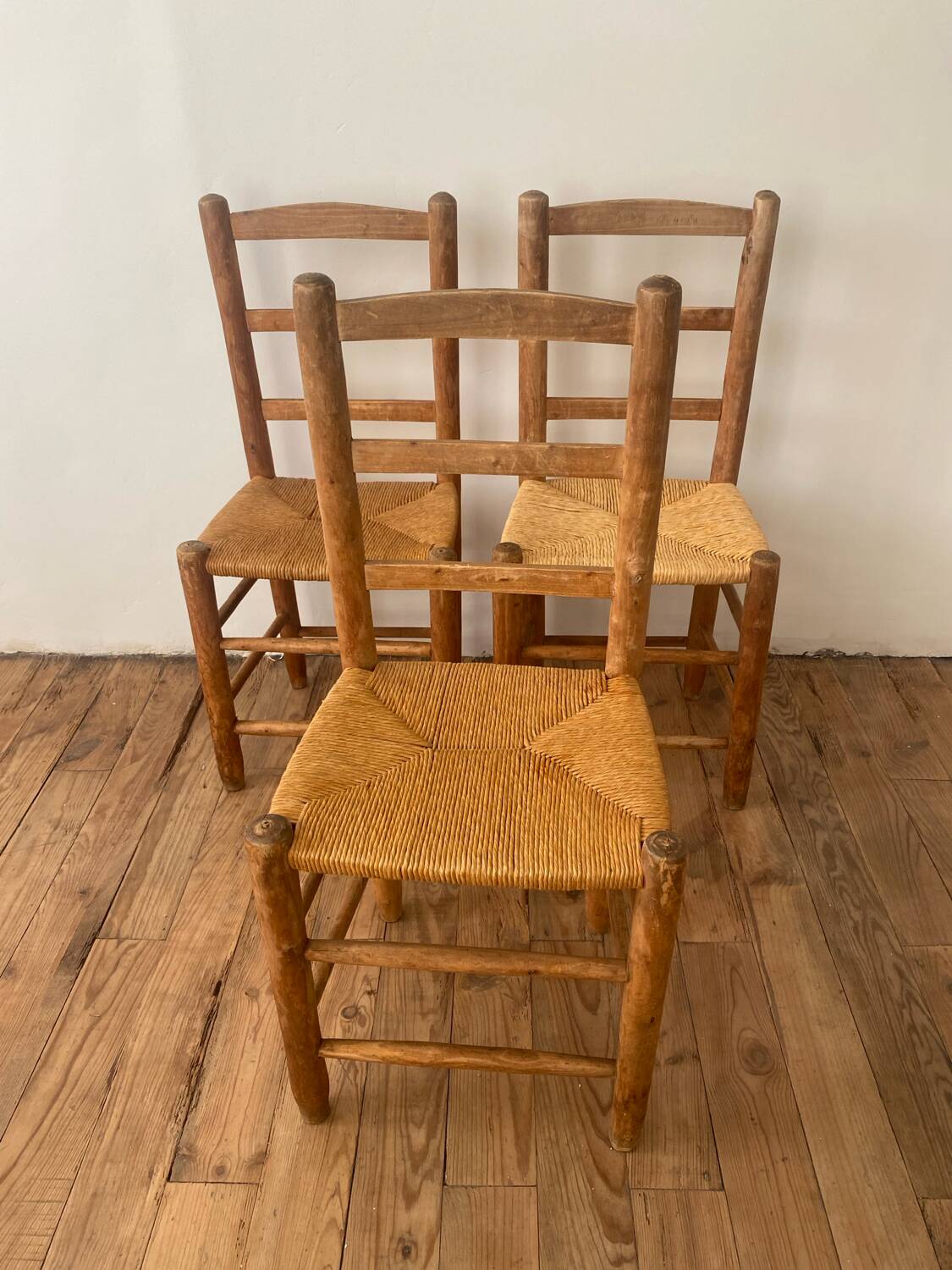 Lot de 6 chaises en orne et paille