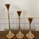 Set of 3 scandinavian brass candle holders