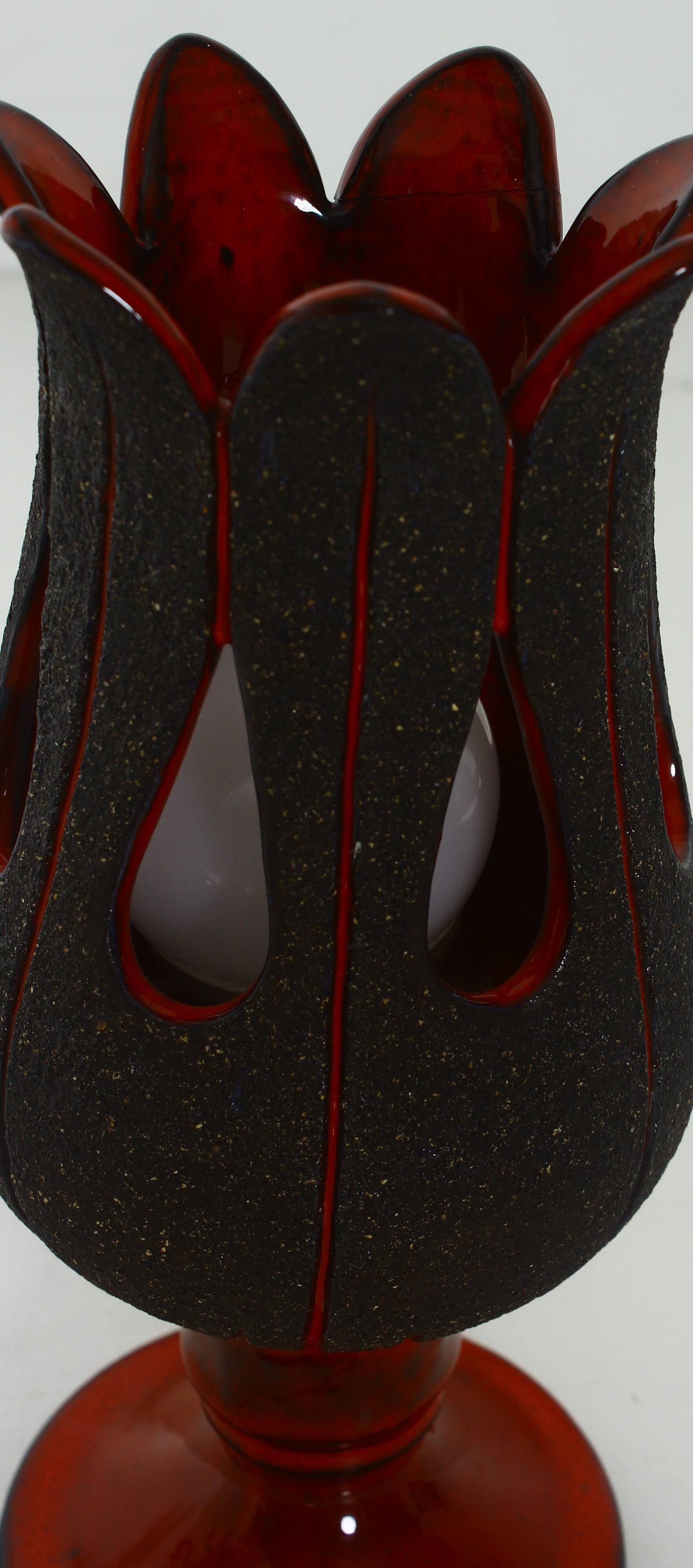 Handmade red ceramic table lamp, Sweden, 1970s