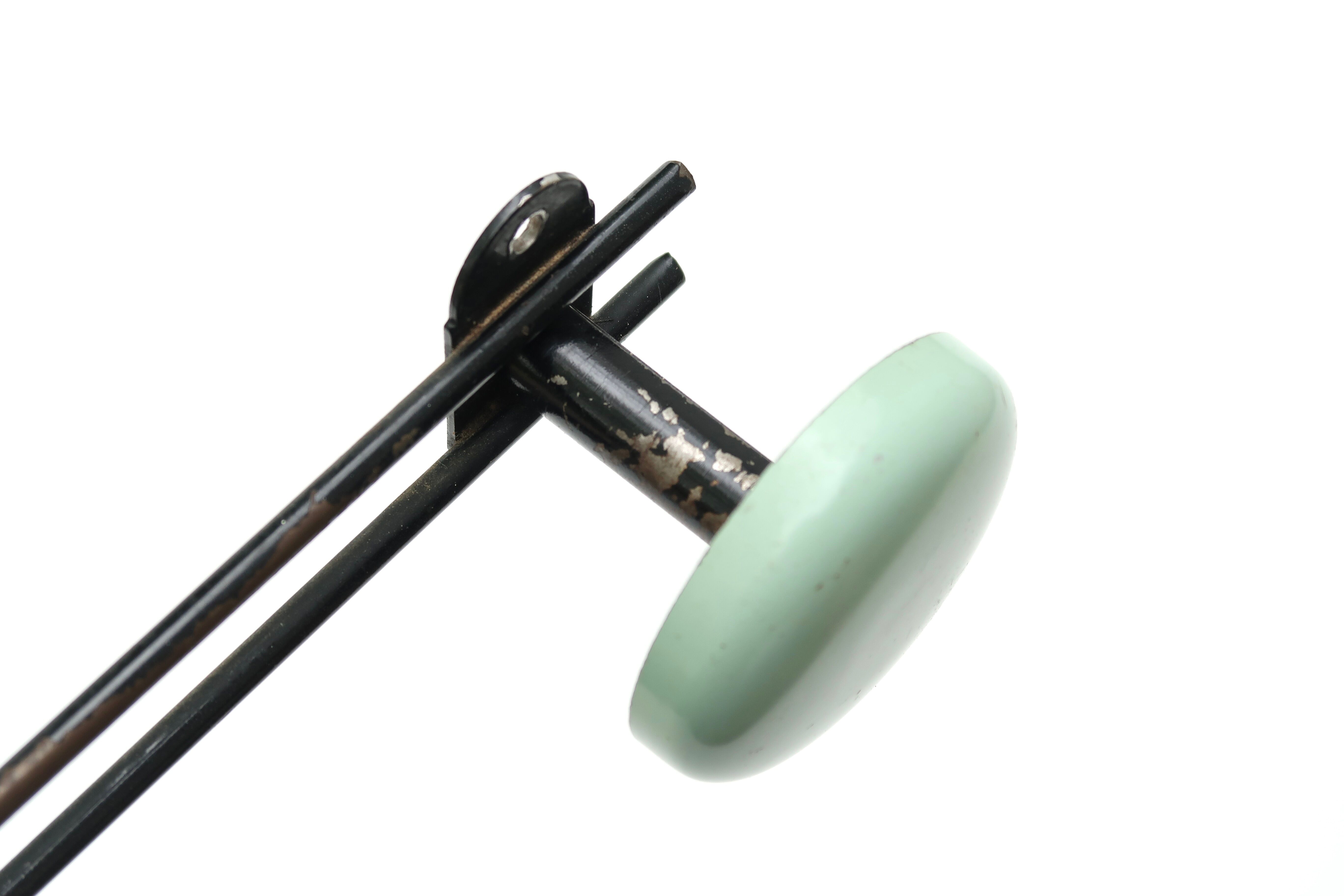 Coat rack in black and blue green metal, 50s