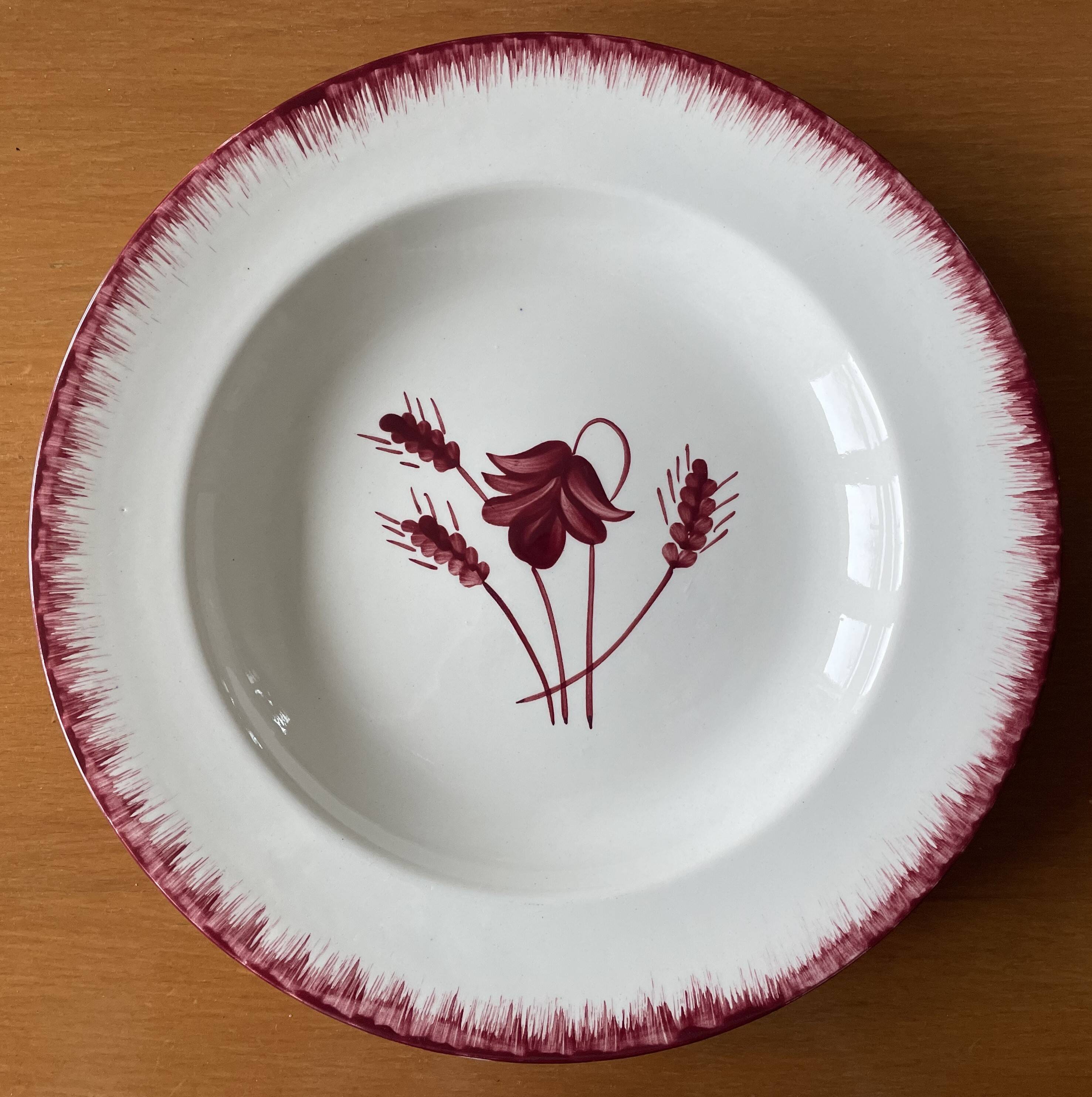 6 large old soup plates in saline earthenware