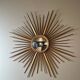 Golden Metal Sun Mirror with Convex Mirror by Chaty Vallauris. French Work