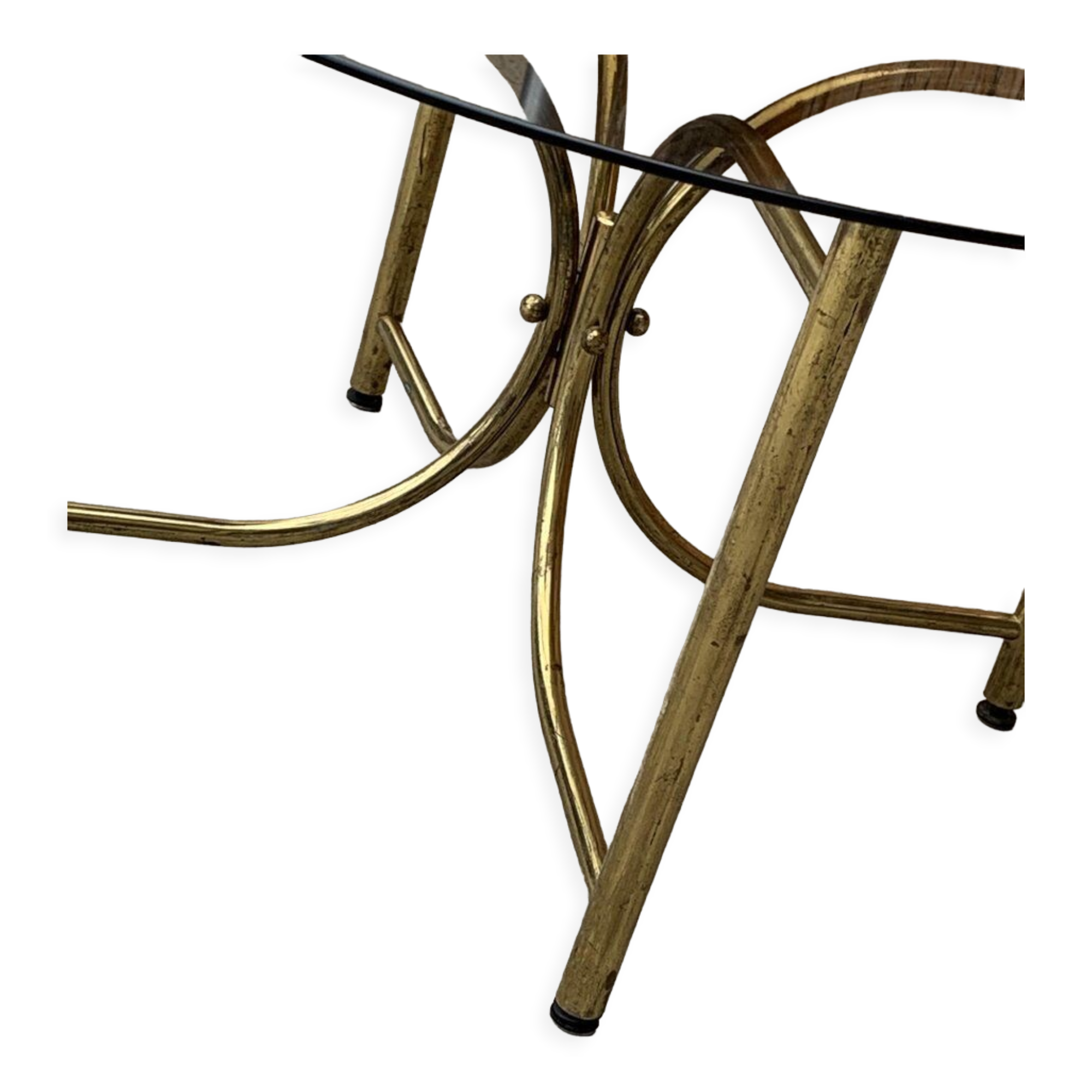 Table basse ronde en laiton vintage, années 1970