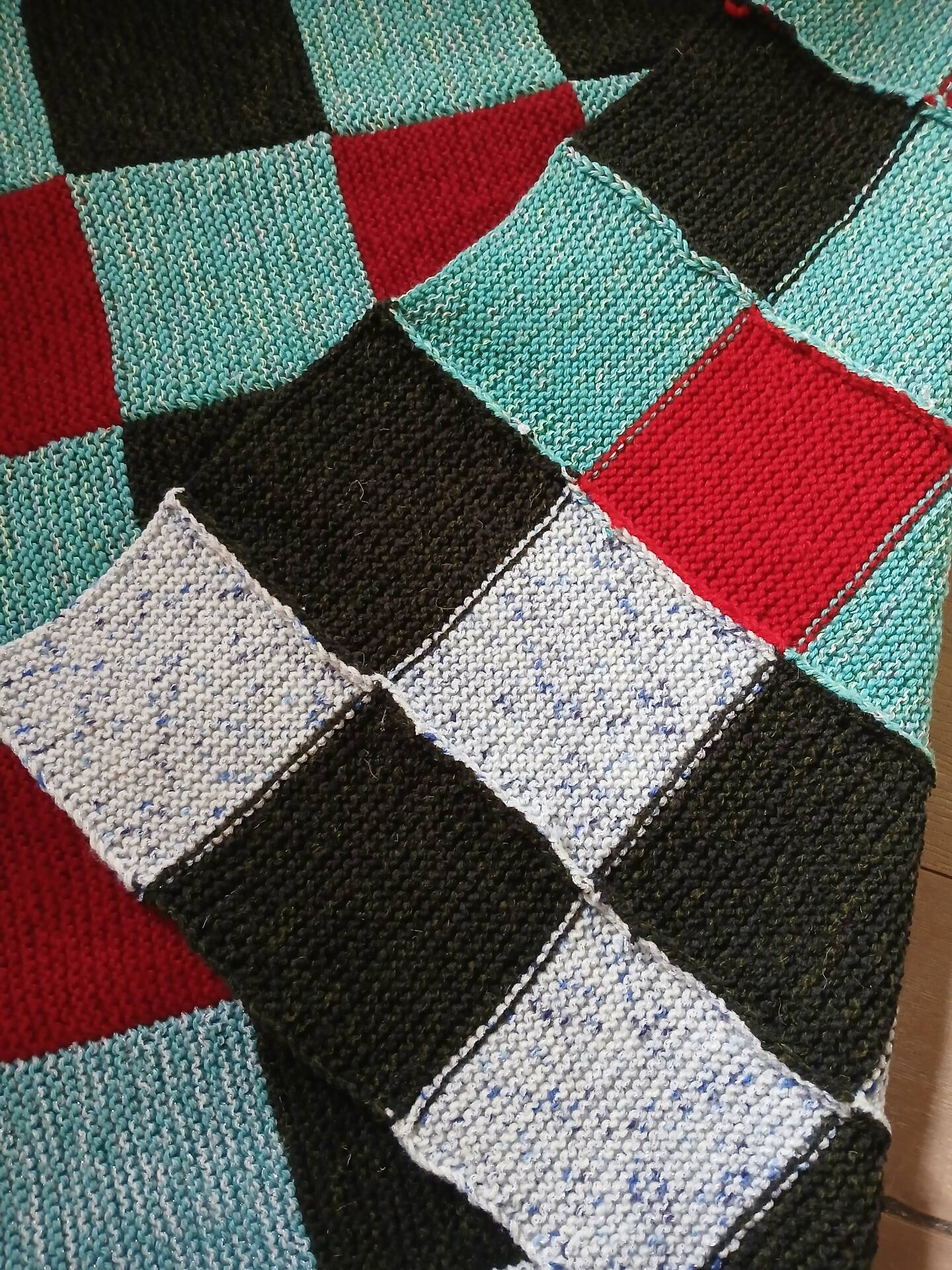 3 patchwork blankets knitted by hand