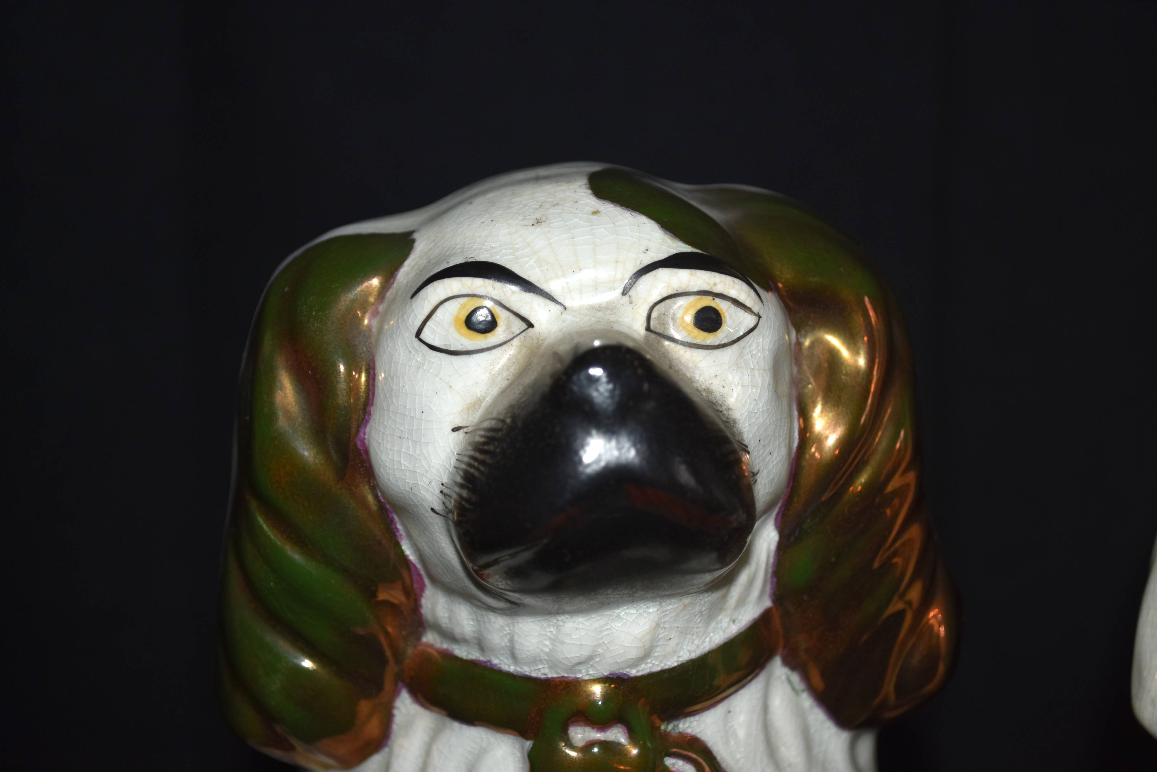 Pair of earthenware dogs (cavalier king charles)