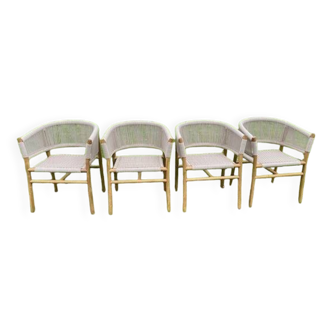 4 teak and rope chairs (also for outdoors)