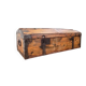 Antique French Wood Iron and Hide Handmade Wood Chest or Trunk
