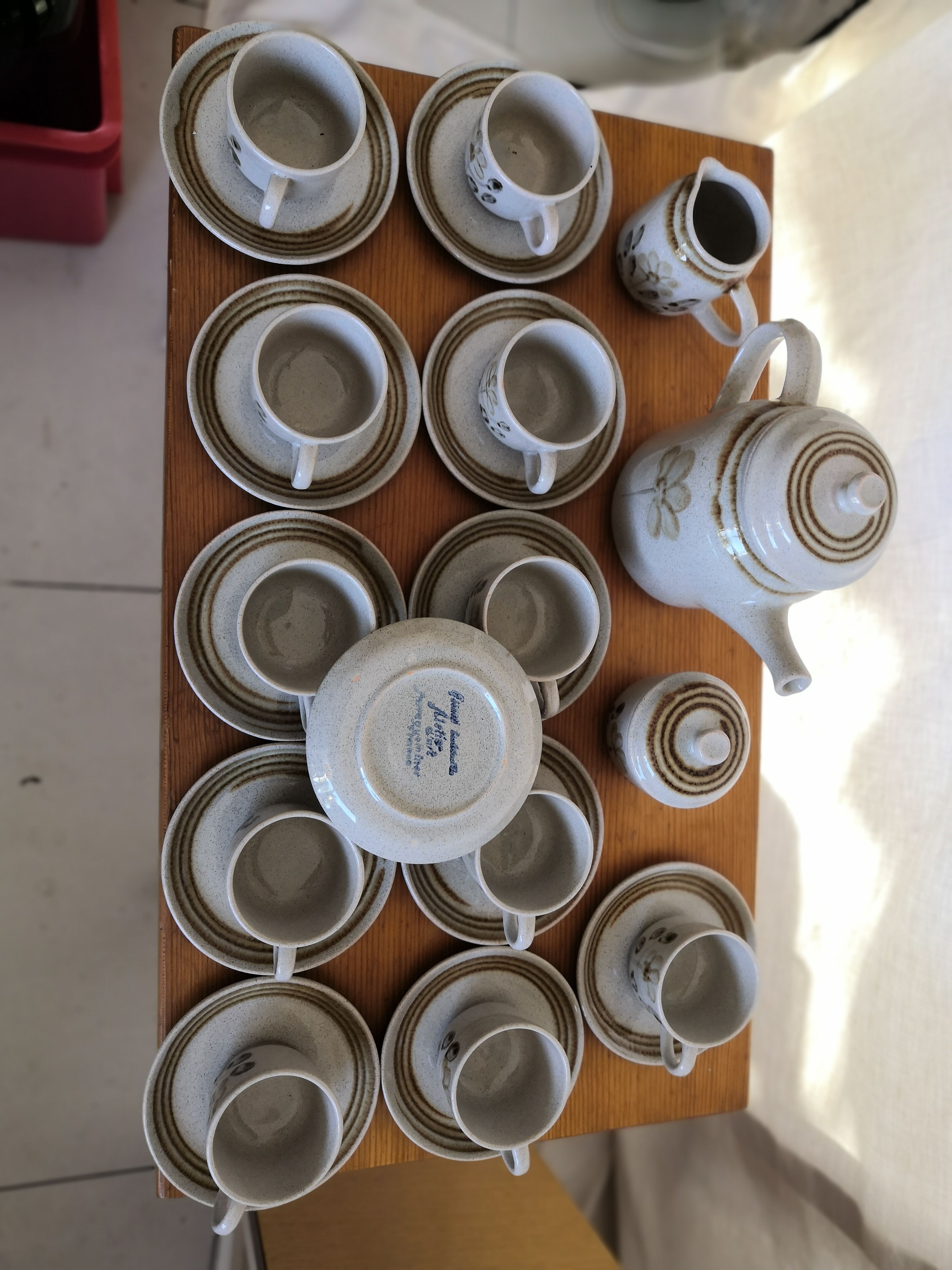 Coffee service sandstone "atelier d'art de lorraine" sarreguemines vintage