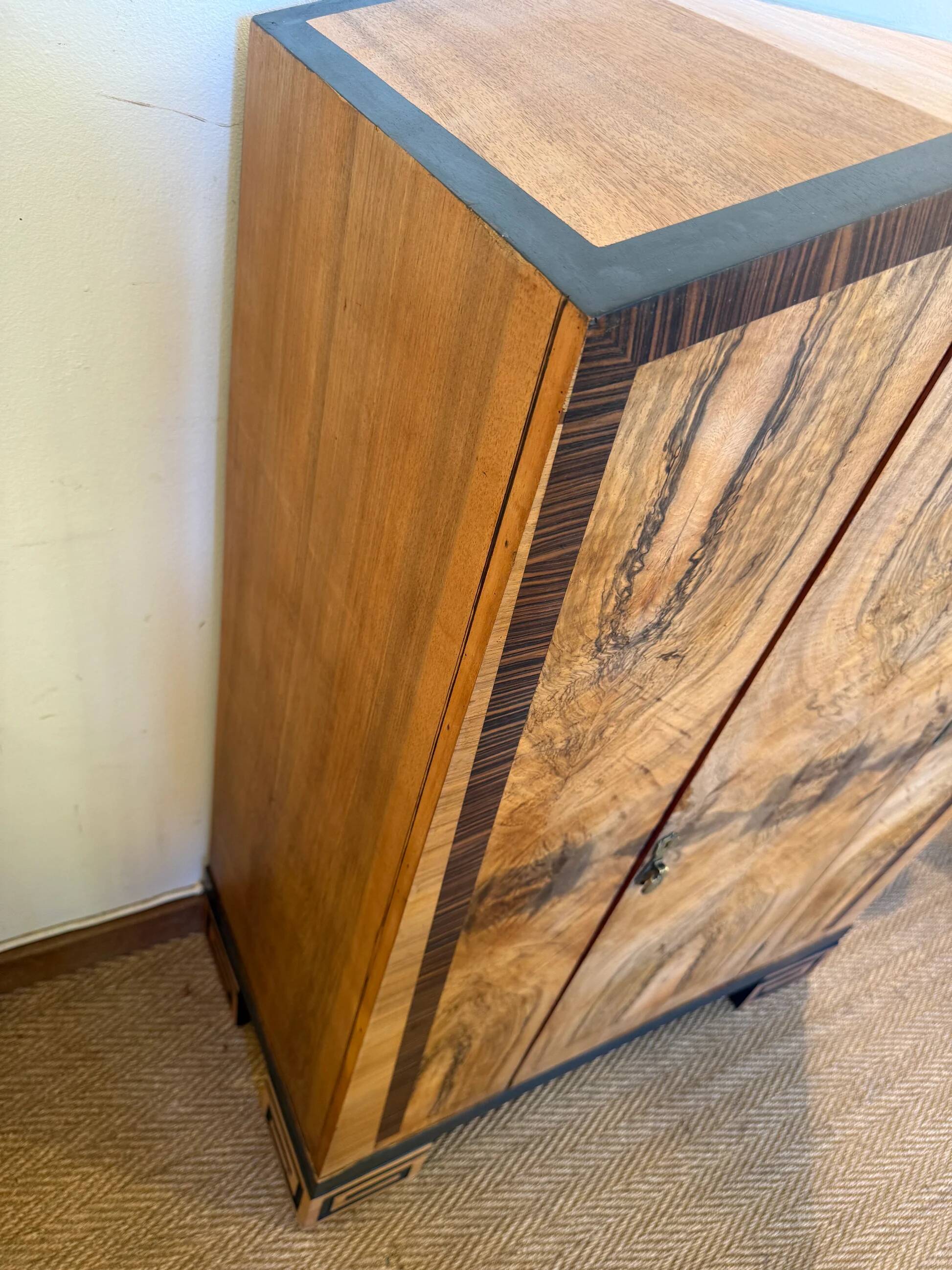 Vintage art deco storage furniture (dresser, wardrobe) in burr walnut