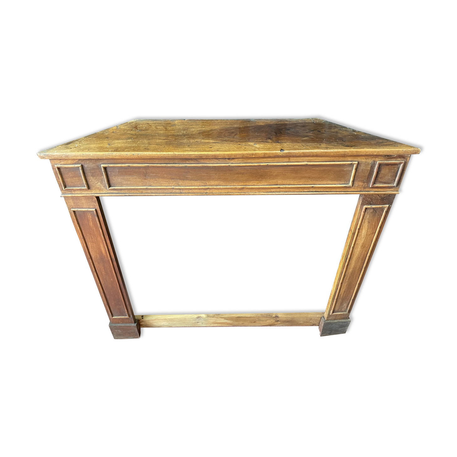 Front or frame or facade of fireplace of the nineteenth century in walnut wood carved by hand.