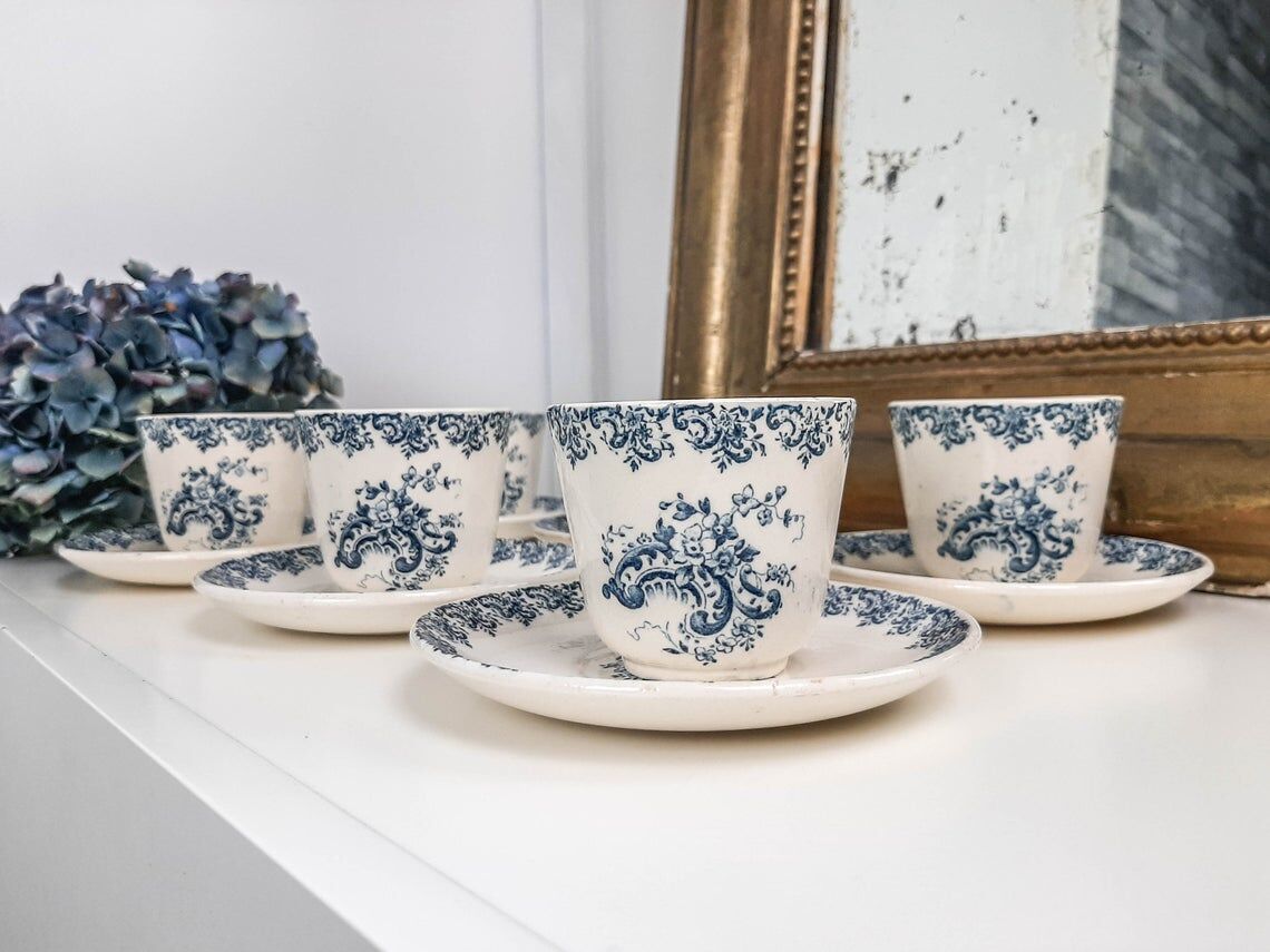 Gien earthenware coffee service, Terre de fer