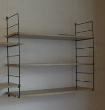 String Adjustable shelf unit wood and metal black vintage 60'