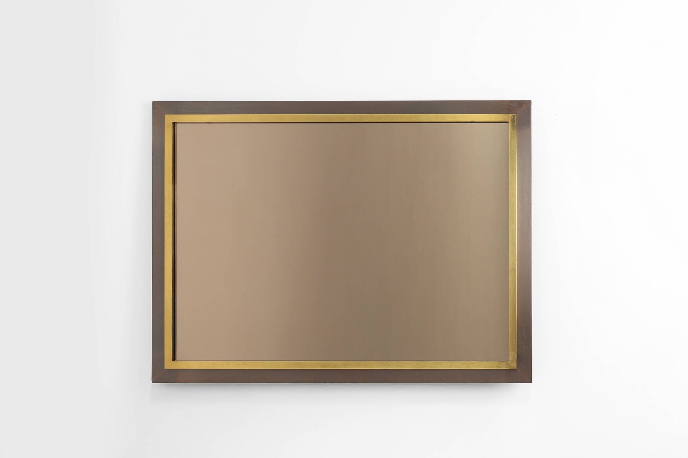 Belgian Mid-Century Belgo Chrome Mirror in Copper and Fumé Glass, 1980s