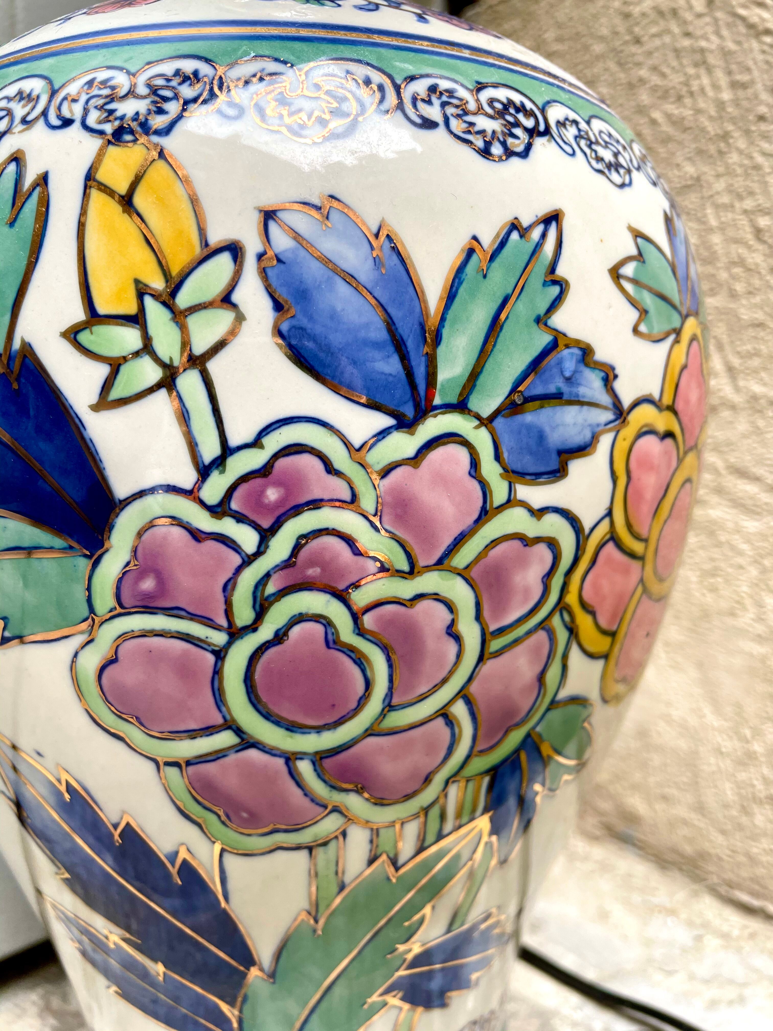 Vintage lamp foot, hand painted