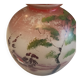 Round glass vase decorated with a landscape according to JS Peynaud.