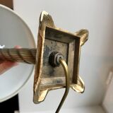 Brass table lamp and linen lampshade 50s