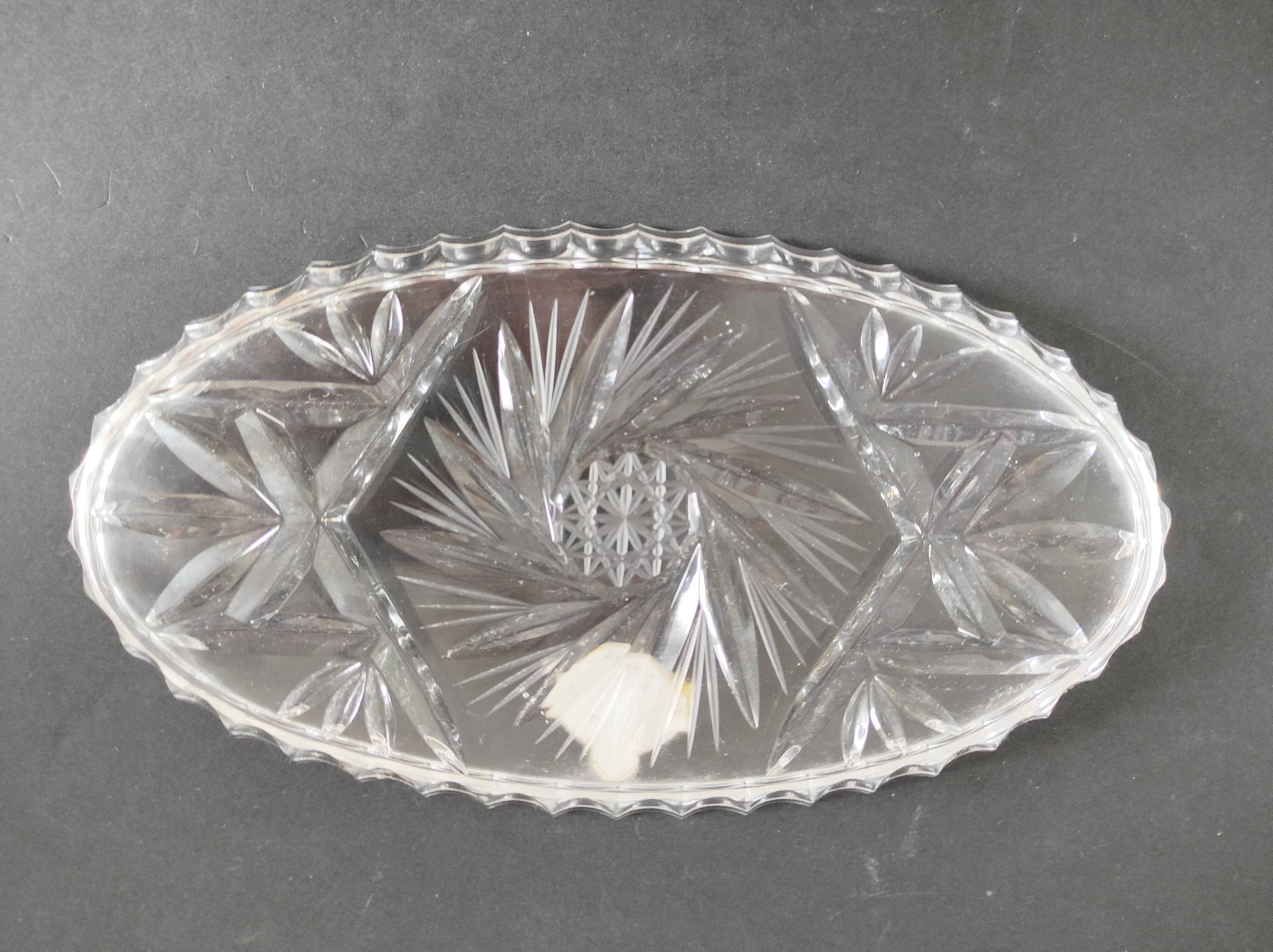 Bohemian crystal oval dish 22.5 x 12 cm